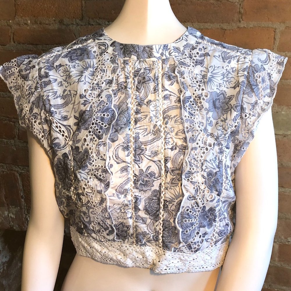 Lace Floral Print Crop Top